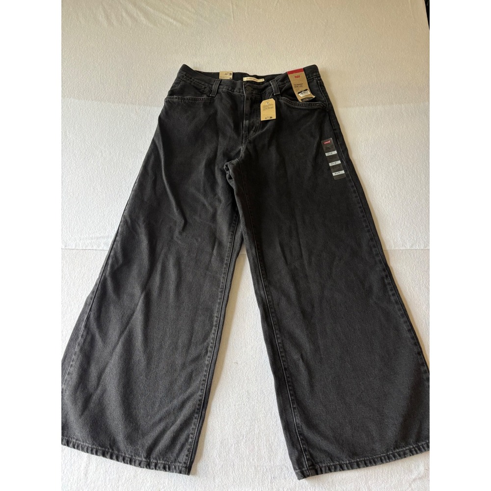 Levis 94 Baggy Wide Leg Jeans Womens 31x31 Washed Black Denim Mid Rise New